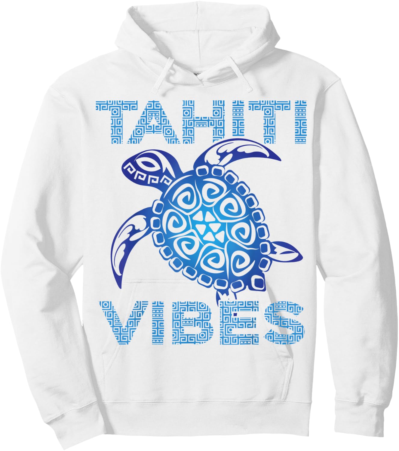 Polynesian Blue Tribal Sea Turtle Tahiti Vibes Vacation Hoodie - Hoodie | White