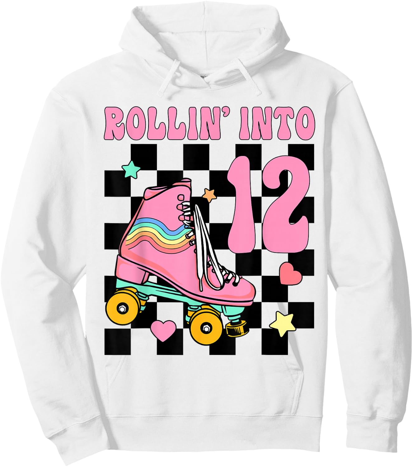 Rolling Into 12 Years Old Roller Skating Girl 12th Birthday Hoodie - Hoodie | White