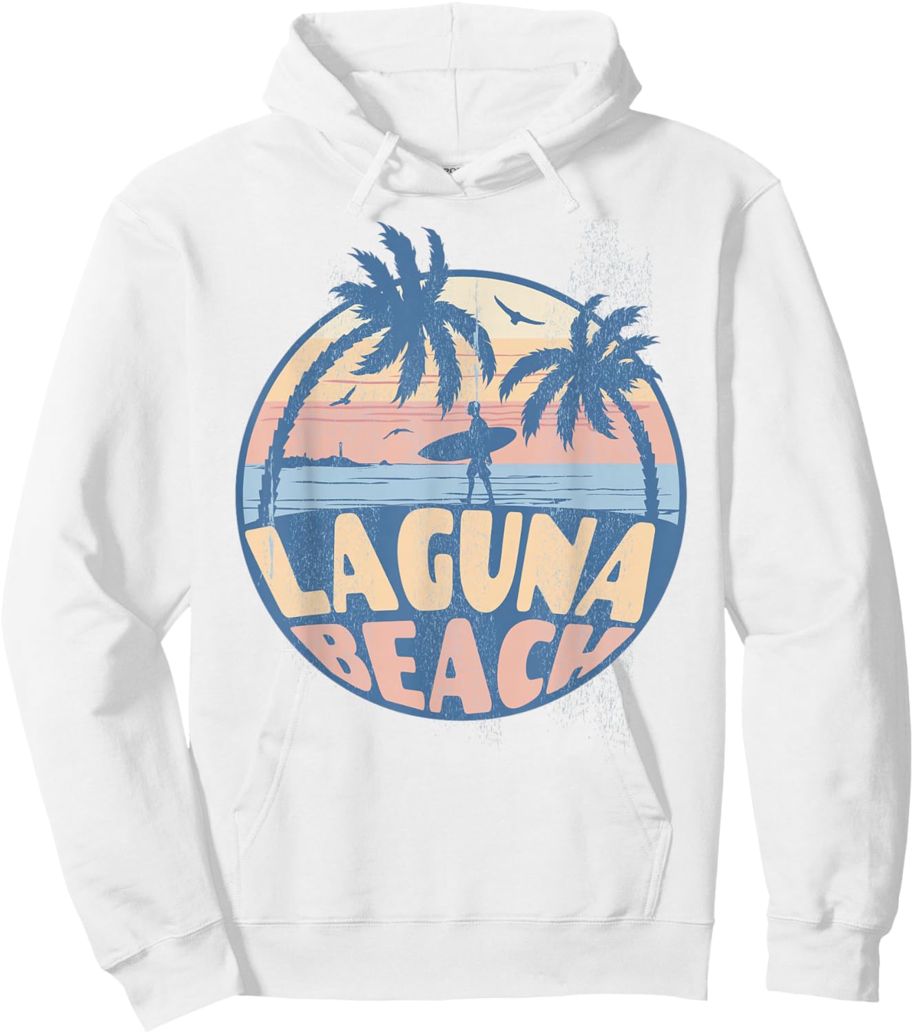 Laguna California Beach Surf Summer Vacation Vintage Hoodie - Hoodie | White