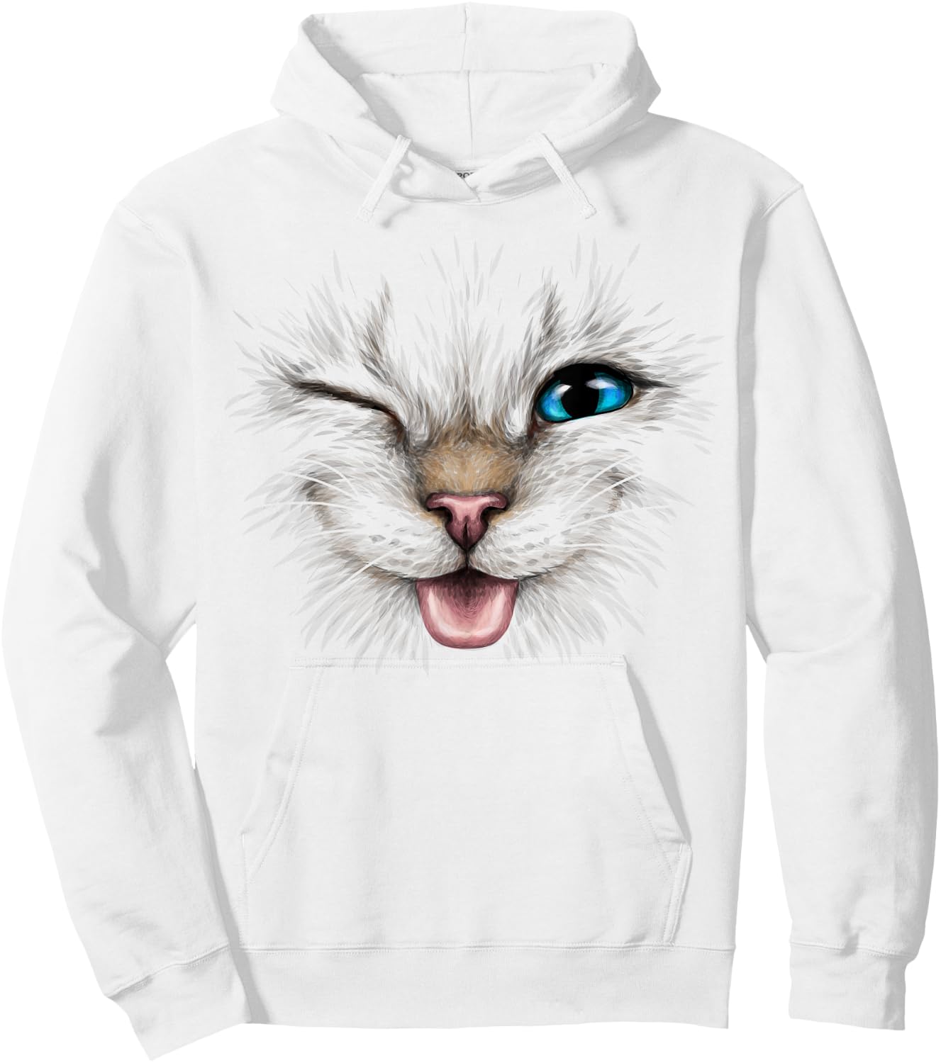cute cat face blue eyes wink smiling for lover kitten Kitty Hoodie - Hoodie | White