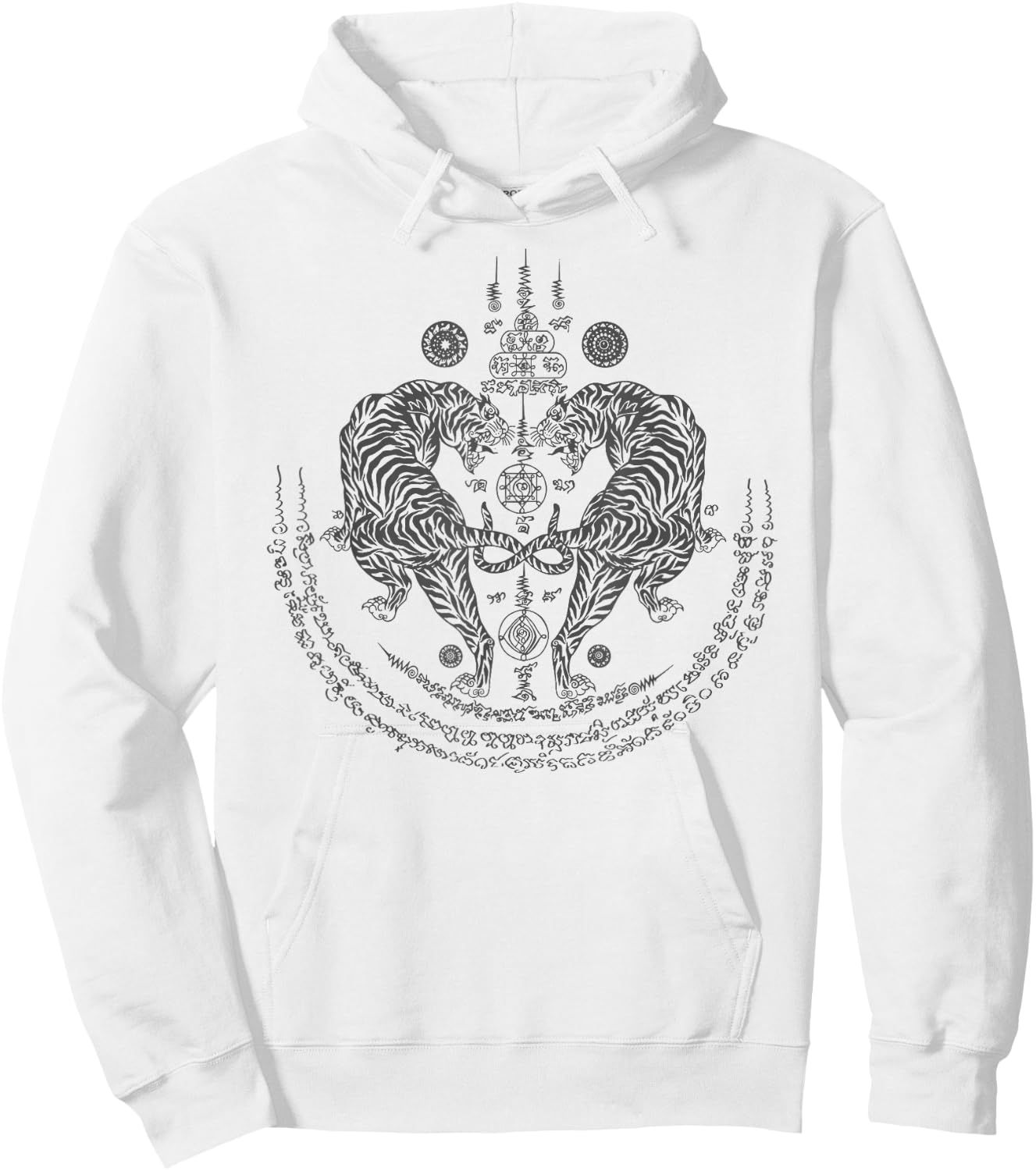 Thai Tattoo Twin Tiger Sak Yant Muay Thai Thailand Graphic Hoodie - Hoodie | White