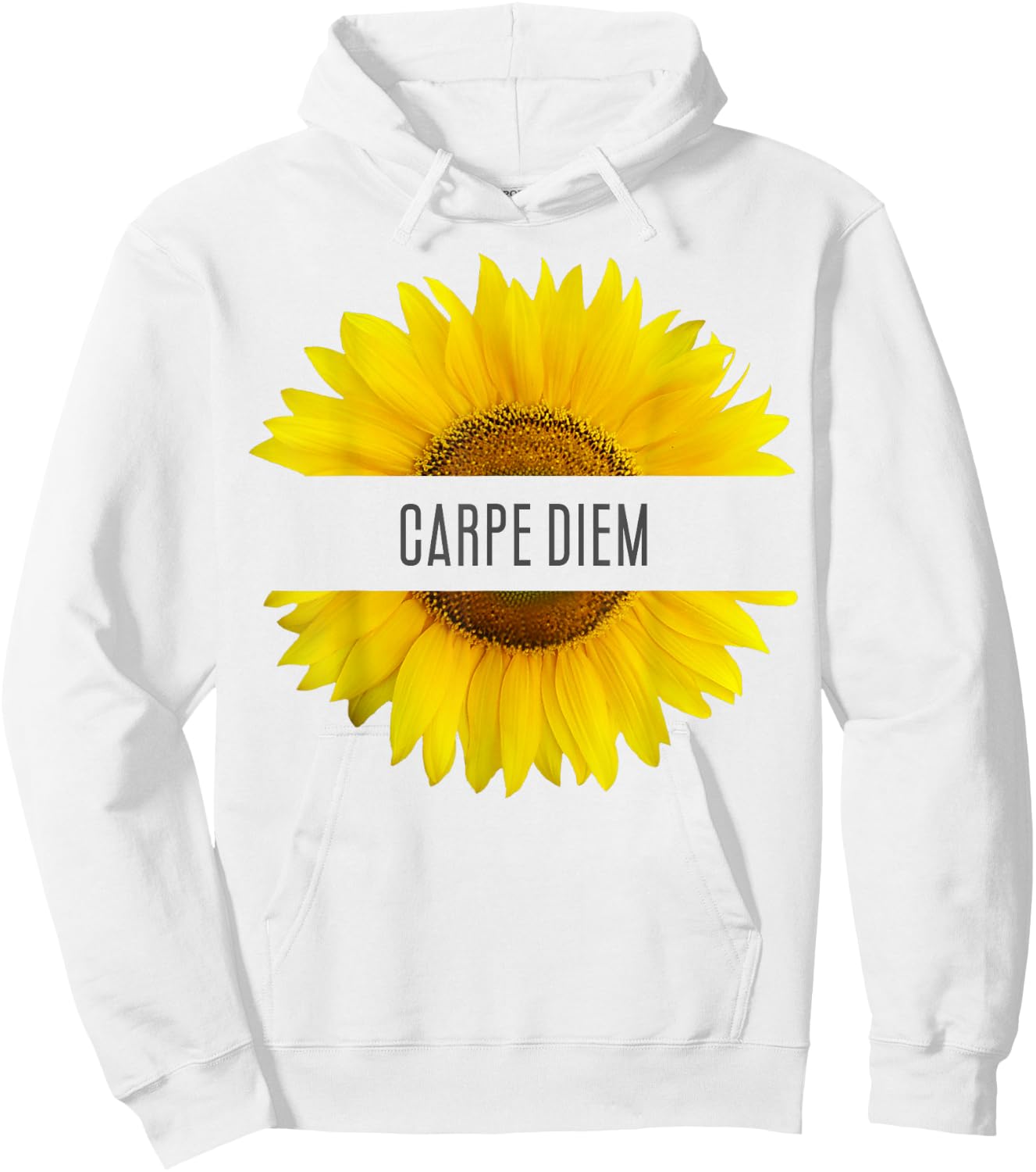 Sunflower with Sayings Carpe Diem Hoodie - Hoodie | White