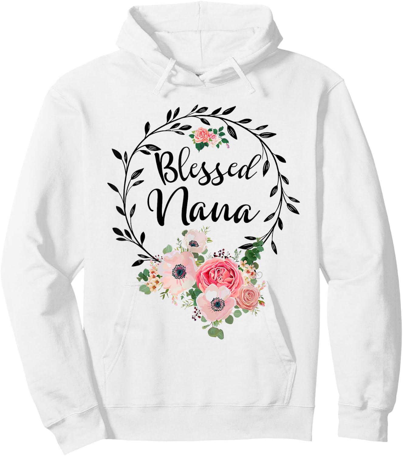 Blessed Nana Shirt Flower Decor Grandma Hoodie - Hoodie | White