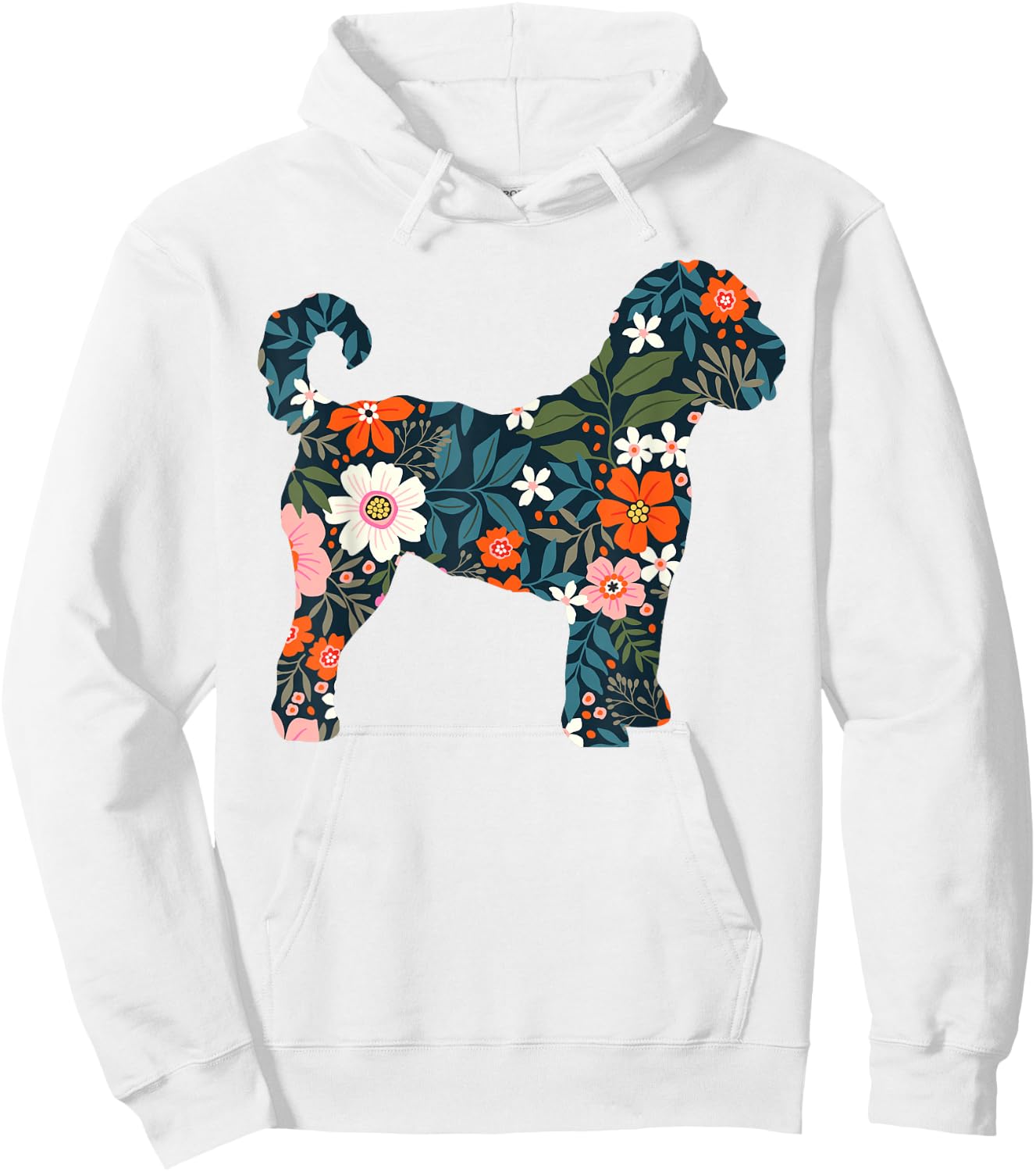 Floral Dog Silhouette for Labradoodle or Gooldendoodle Mom Hoodie - Hoodie | White