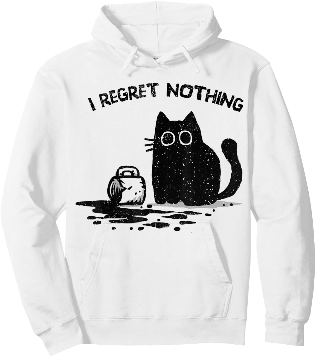 Vintage I Regret Nothing Cat Hoodie - Hoodie | White
