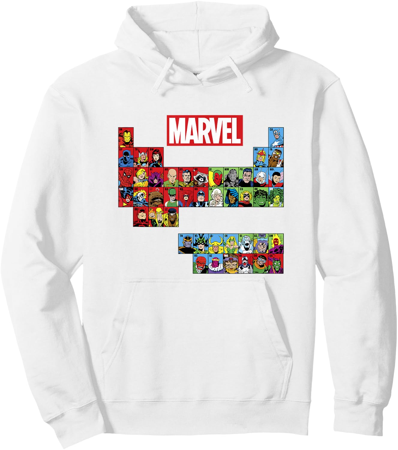 Marvel Comics Retro Classic Periodic Table Of Marvel Hoodie - Hoodie | White