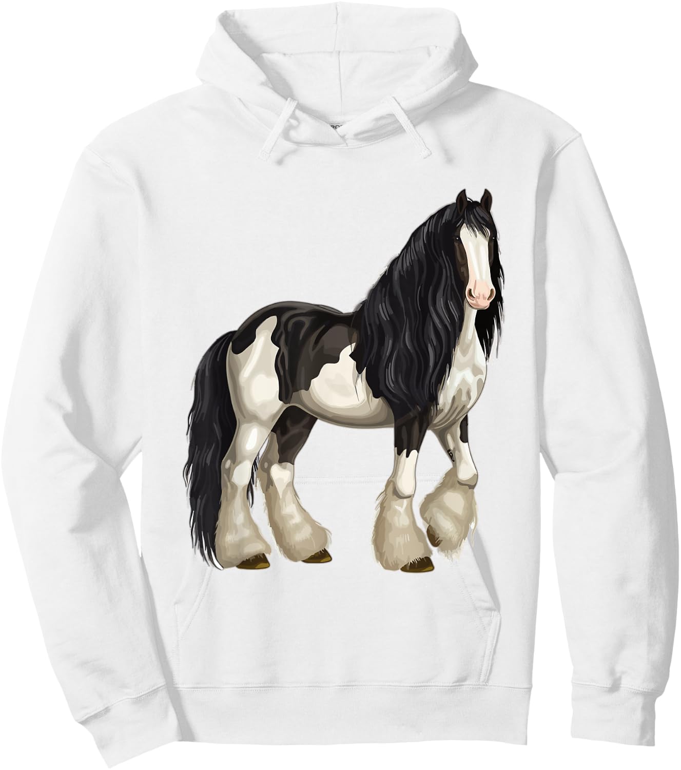 Black Gypsy Vanner Horse Lover Riding Equestrian Hoodie - Hoodie | White