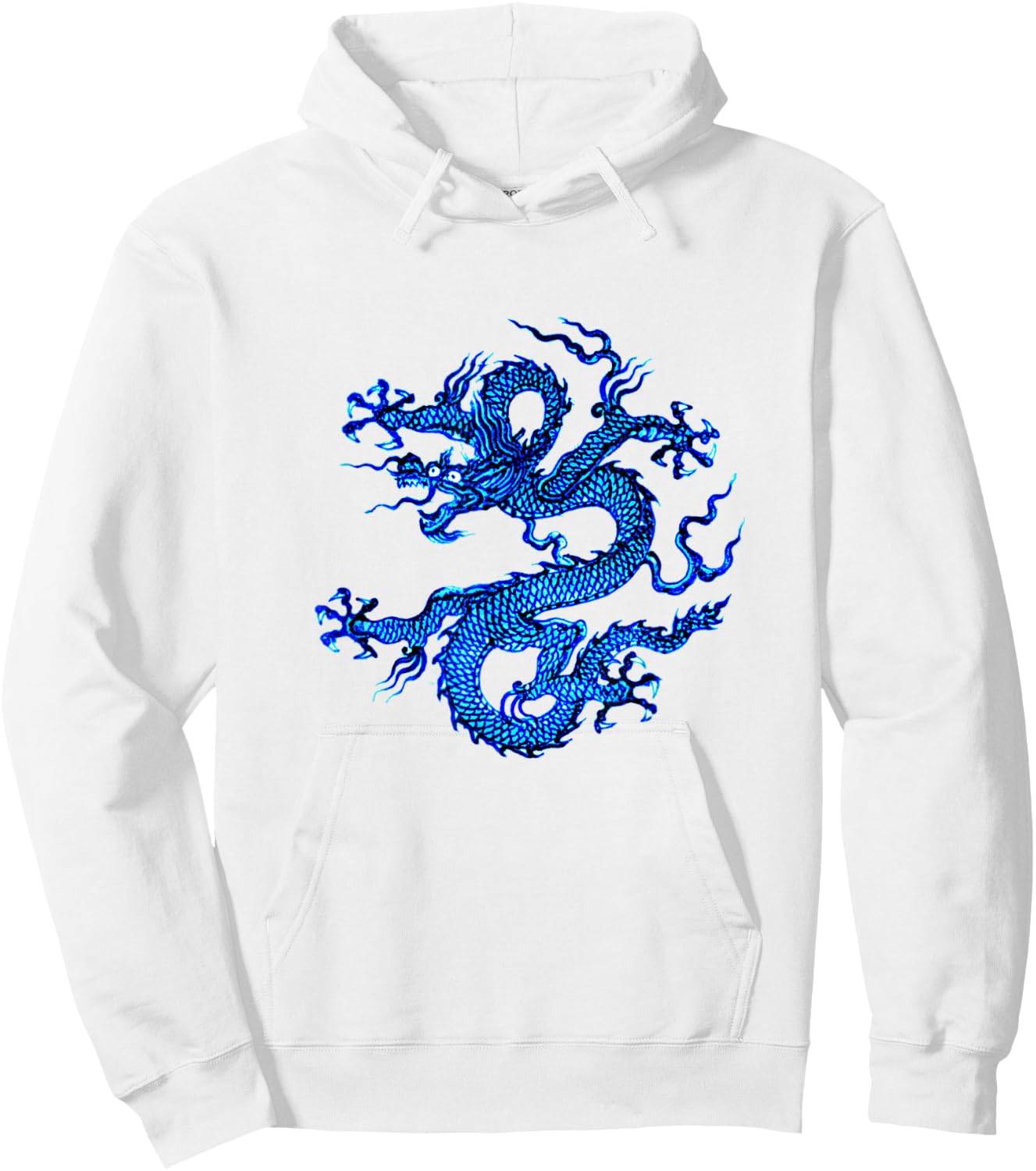 Chinese Dragon, Cobalt and Indigo Blue Hoodie - Hoodie | White