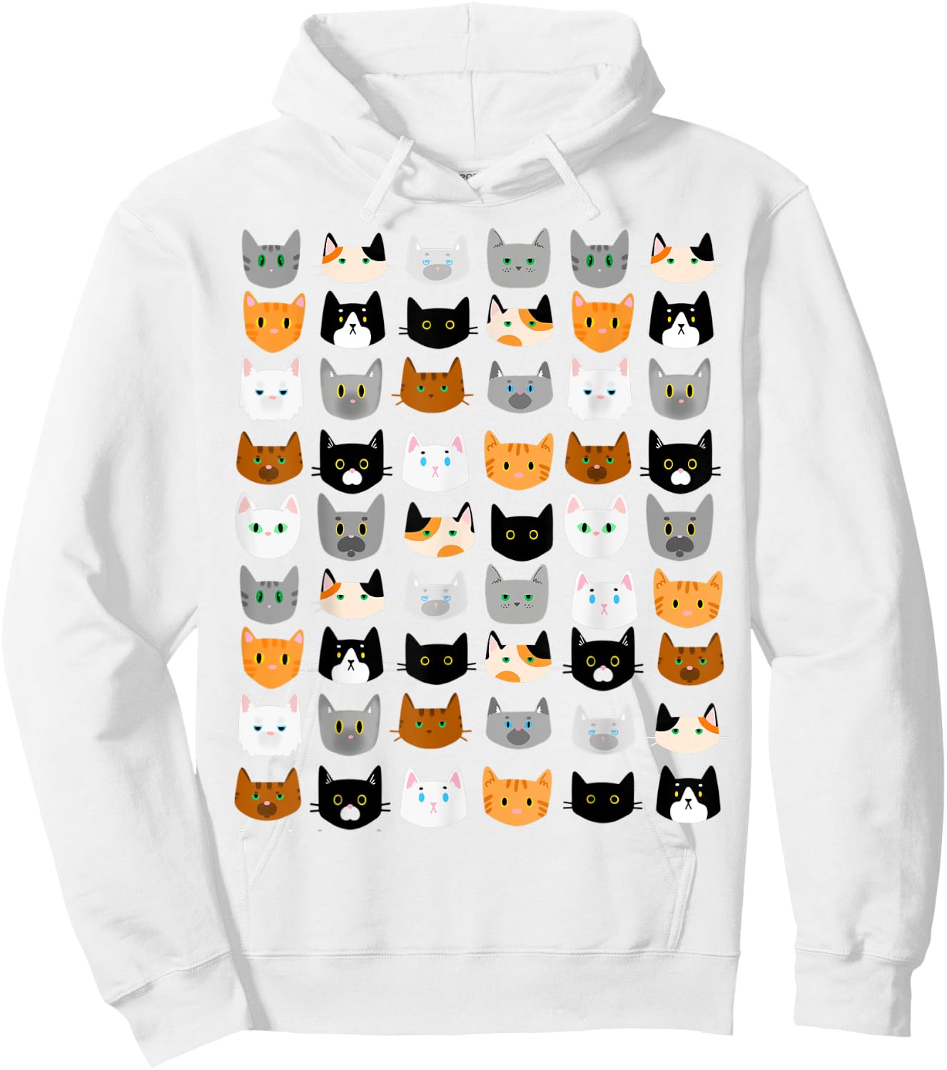 Cute Cats Pattern Calico Tabby Tuxedo Ginger Siamese Hoodie - Hoodie | White