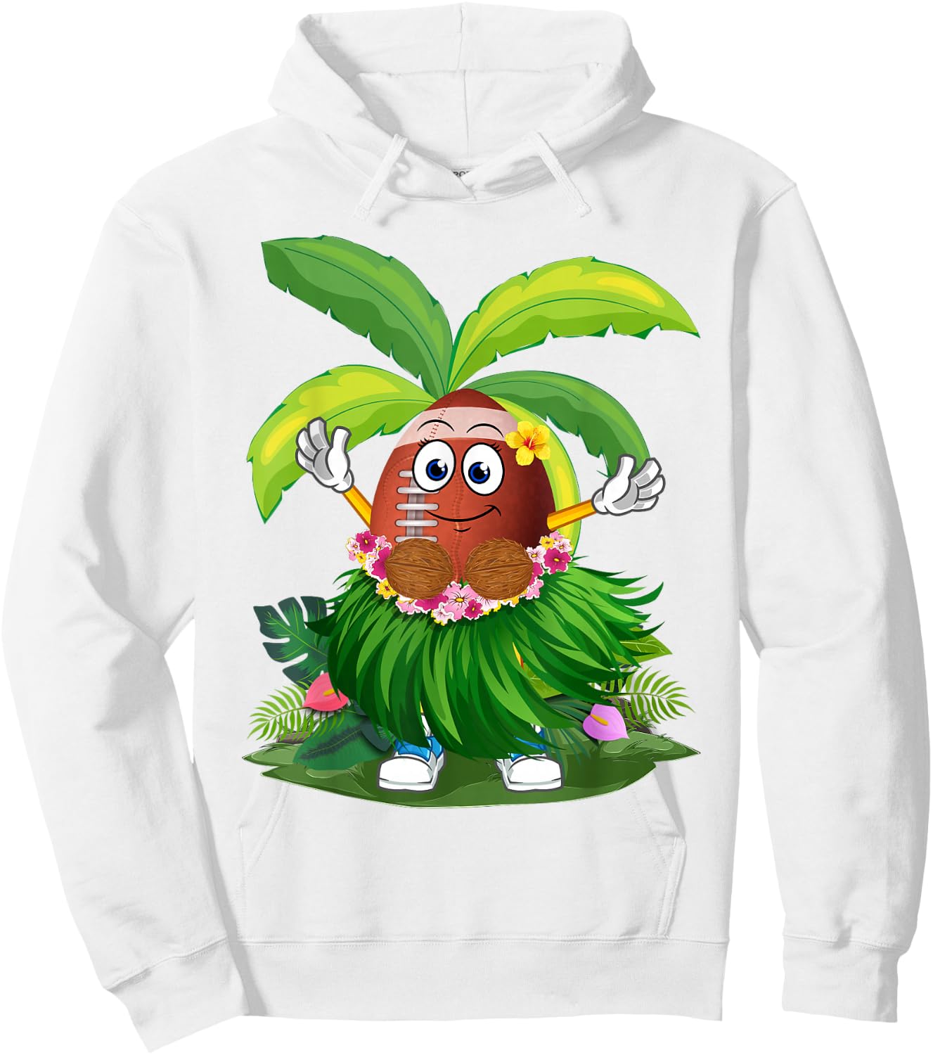 Funny Hawaii Football Ball Hawaiian Tropical Summer Vacation Hoodie - Hoodie | White