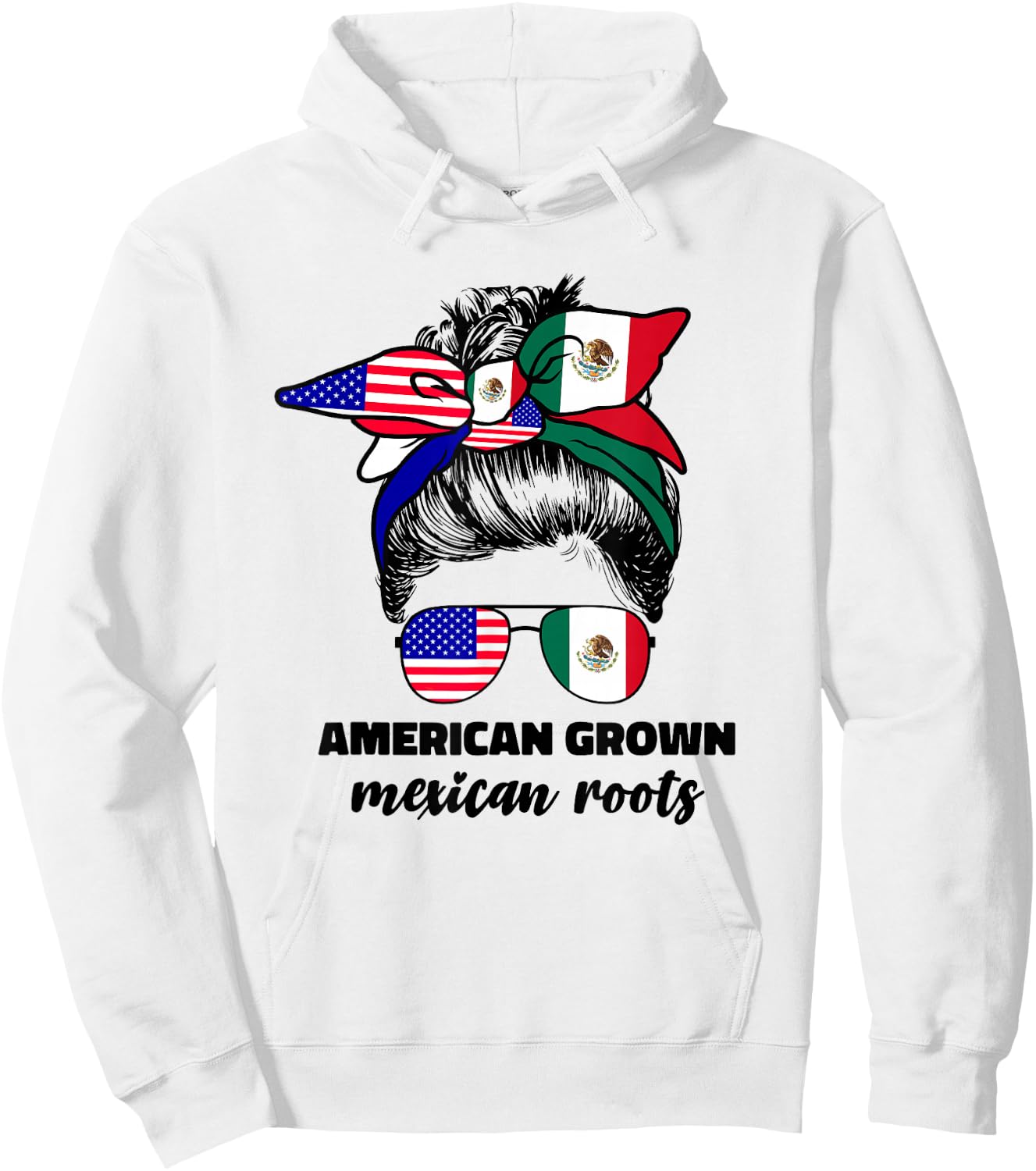Half Mexican And American Mexico America Flag Girl Hoodie - Hoodie | White