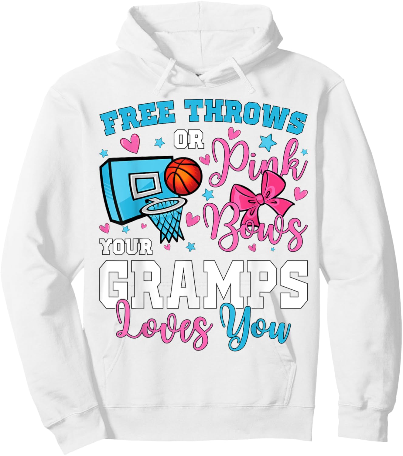 Free Throws or Pink Bows Gramps Loves You Gender Reveal Hoodie - Hoodie | White