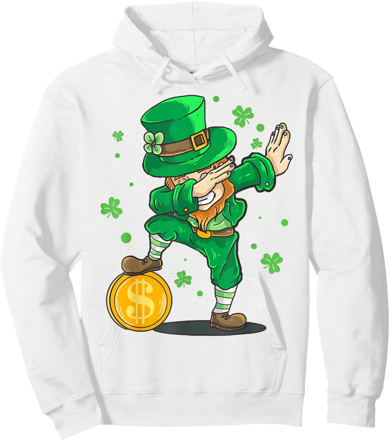 Dabbing Leprechaun St Patricks Day Funny Irish Kids Boy Men Hoodie - Hoodie | White
