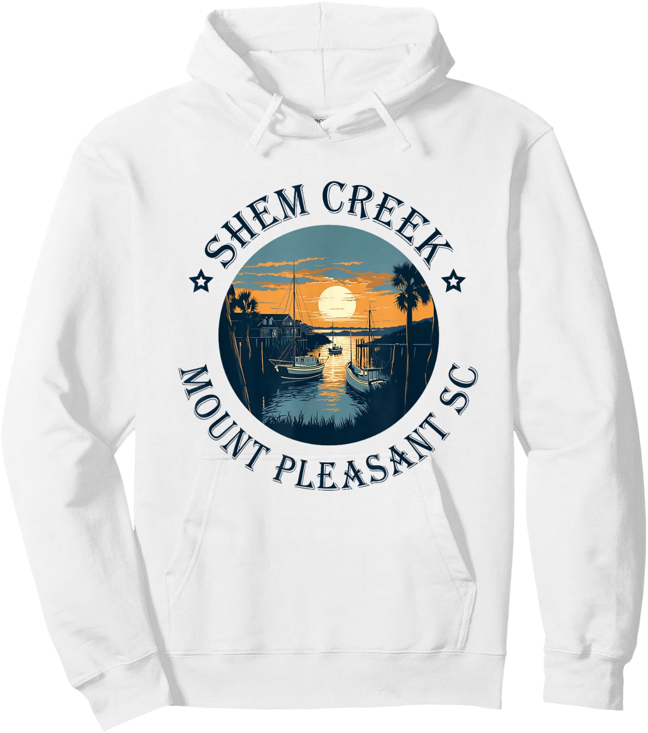 Shem Creek Sunset Mount Pleasant SC Hoodie - Hoodie | White