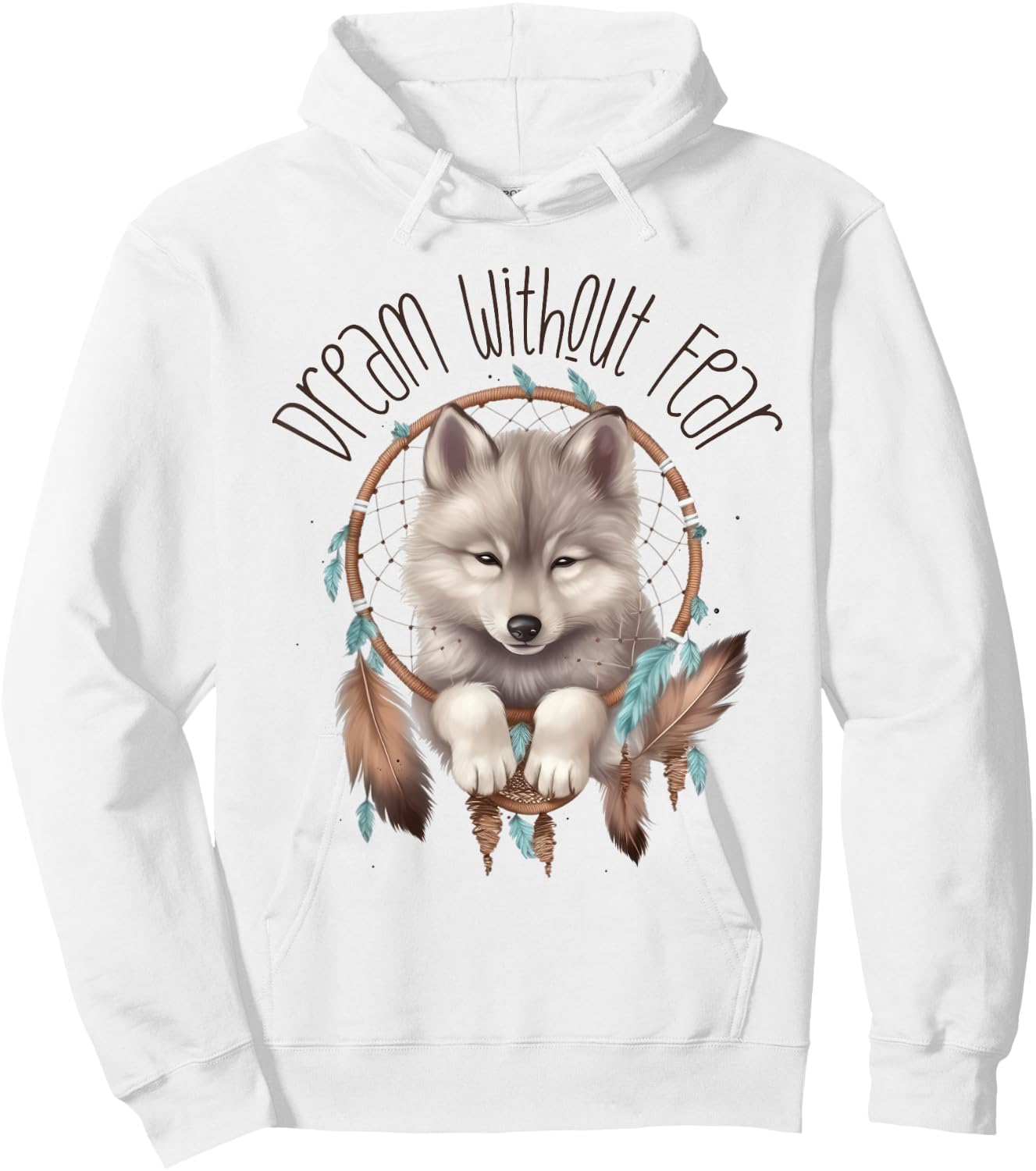 Vintage Western Dreamcatcher Wolf Graphic Design Wolf Women Hoodie - Hoodie | White