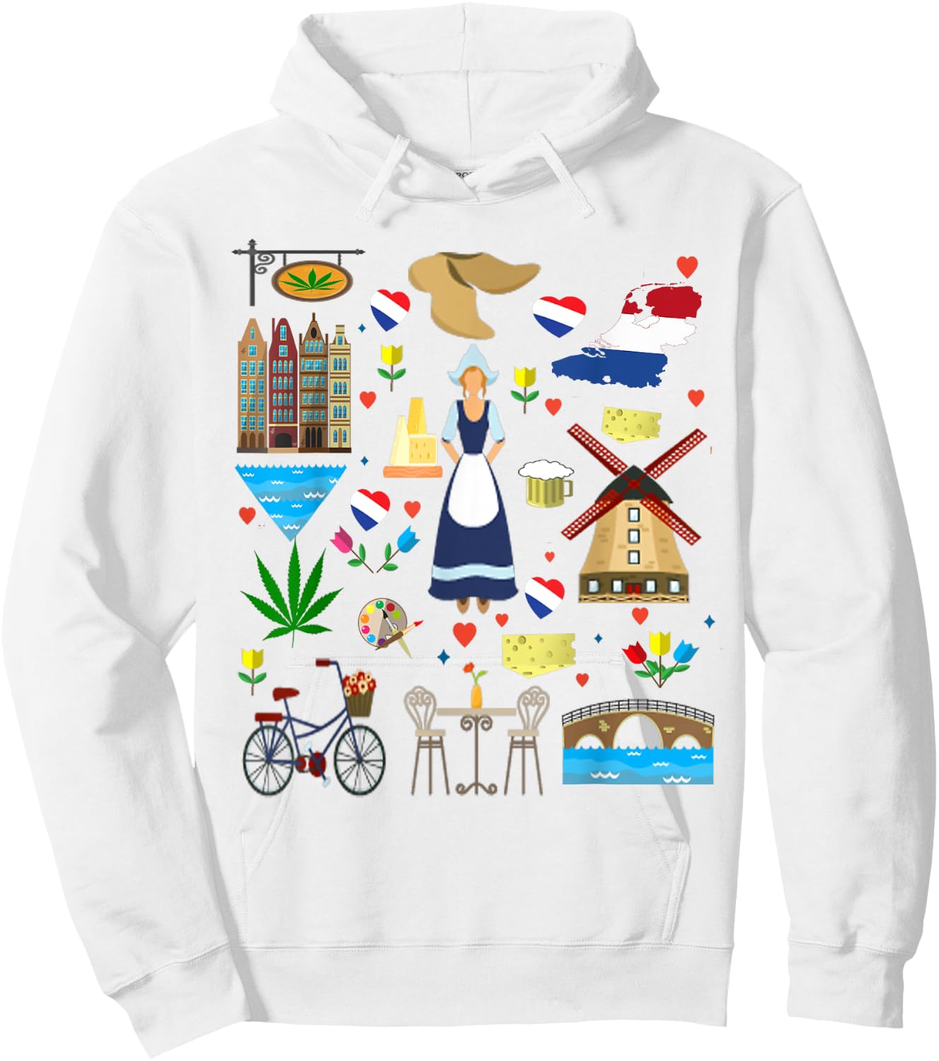 Amsterdam Shirt - Netherlands Holland Icons Souvenir Hoodie - Hoodie | White