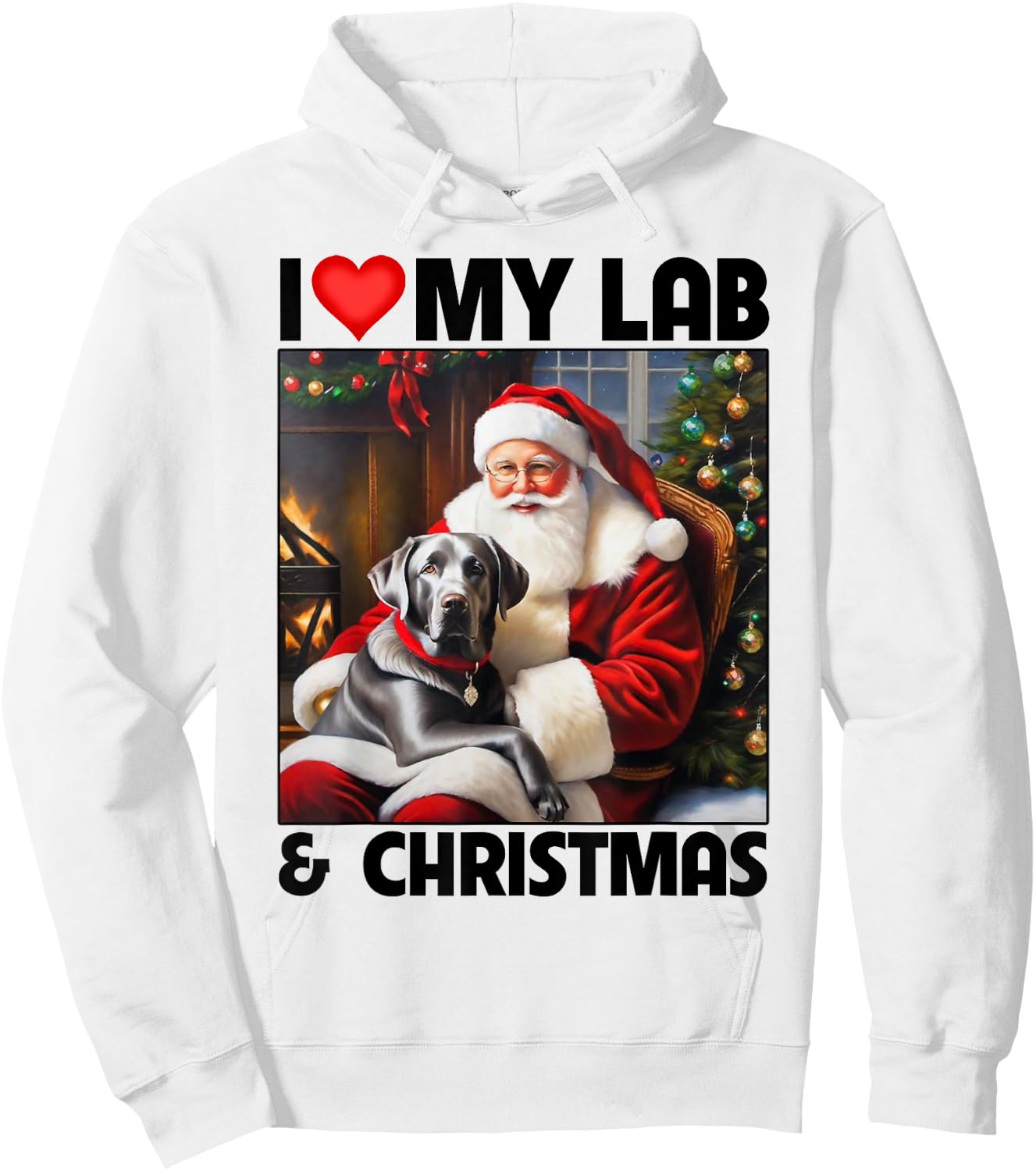 I Love My Silver Lab Retriever and Christmas Santa Clause Hoodie - Hoodie | White