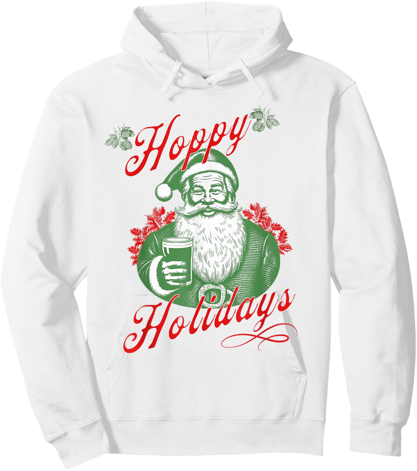 Hoppy Holidays Happy Holidays For Beer Lovers Santa Hops IPA Hoodie - Hoodie | White