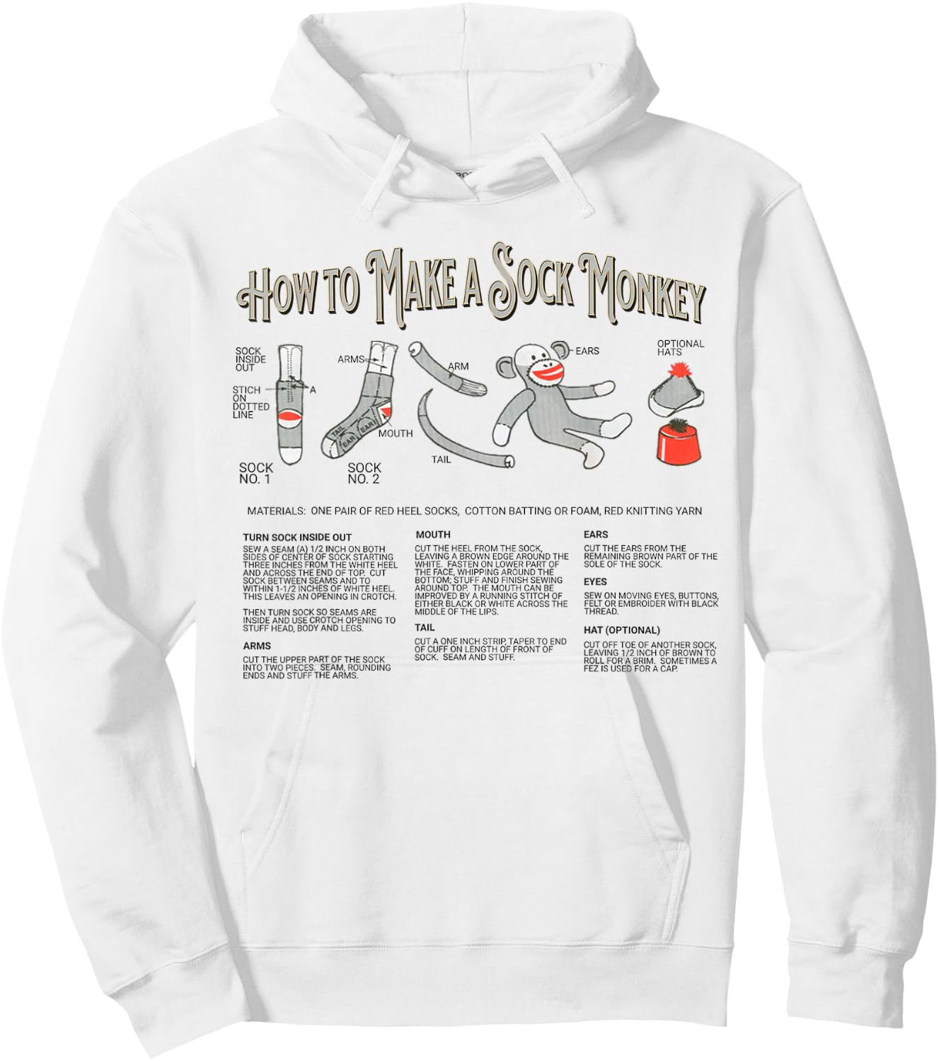 How to Make a Sock Monkey Vintage Sock Monkeys Hoodie - Hoodie | White
