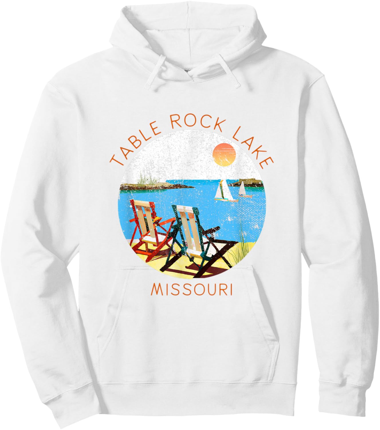 Retro Table Rock Lake Souvenir - Vintage lake Vacation Hoodie - Hoodie | White