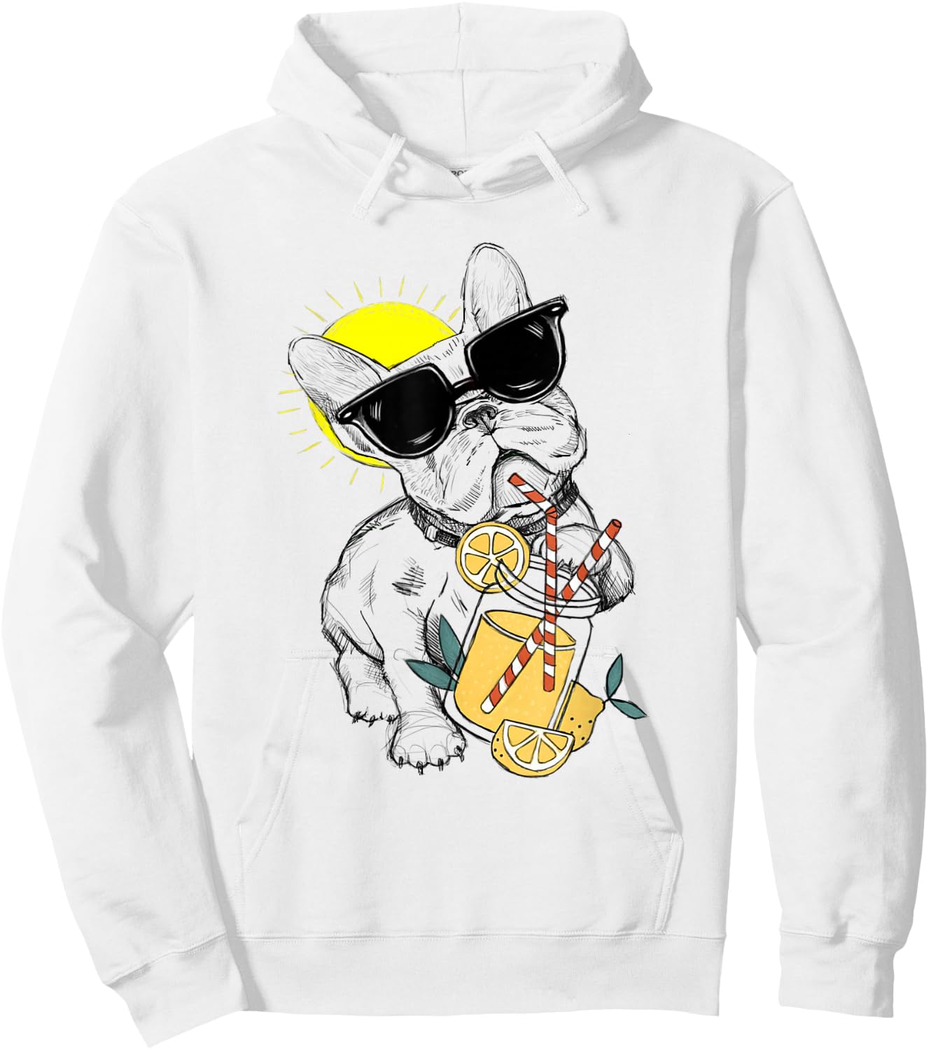 Funny French Bulldog Glasses Summer Lemonade Gift Women Kids Hoodie - Hoodie | White