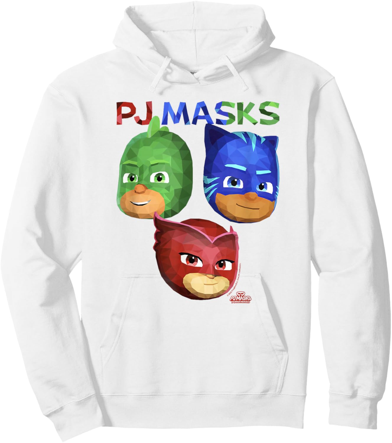 PJ Masks Group Shot Power Heroes Faces Logo Hoodie - Hoodie | White