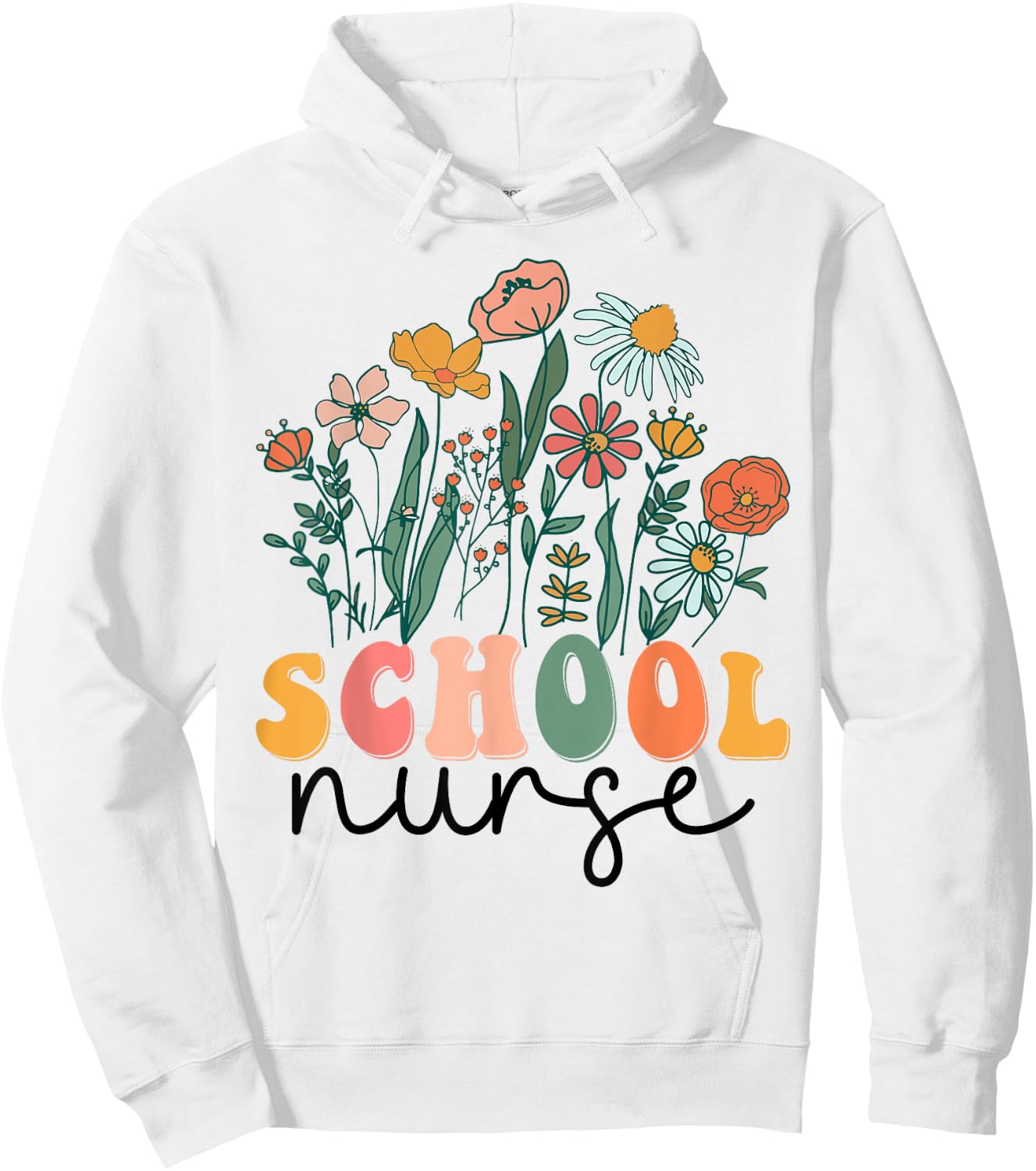 Groovy Wildflower School Nurse Hoodie - Hoodie | White