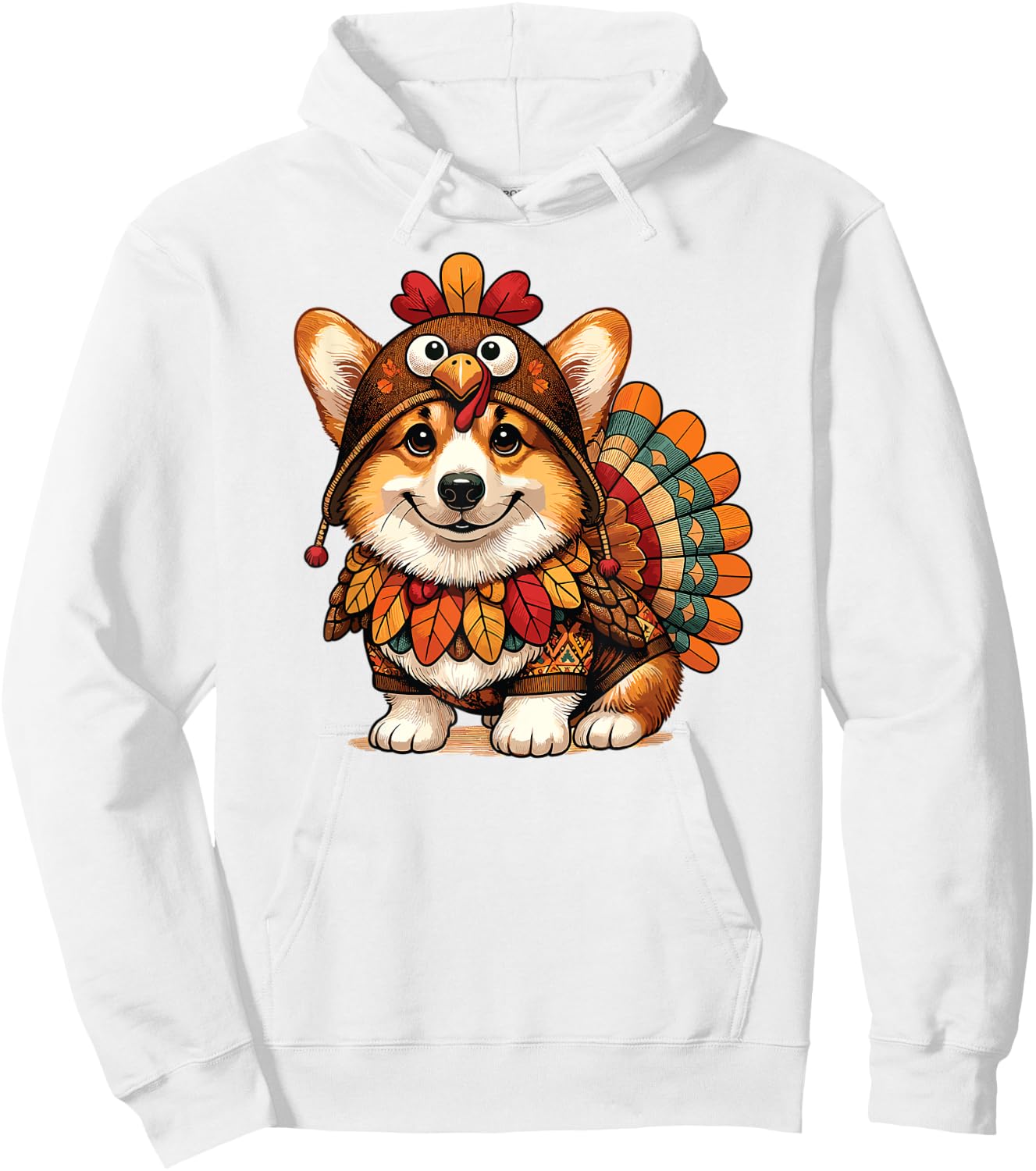 Corgi Dog Turkey Thanksgiving Costume Women Men Kids Toddler Hoodie - Hoodie | White