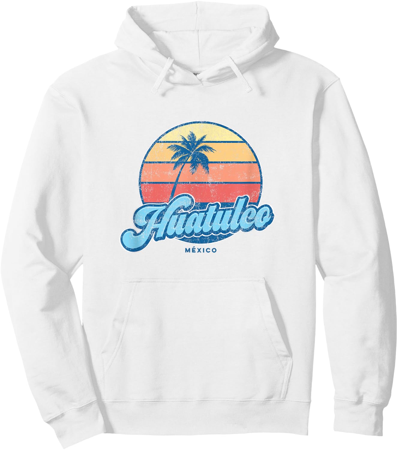 Vintage Huatulco Mexico Classic 70s Retro Surfer Hoodie - Hoodie | White