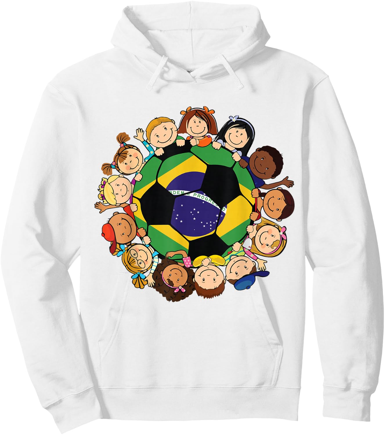 Brazil Soccer Ball Kids Toddler Boys Around Brazilian Flag Hoodie - Hoodie | White