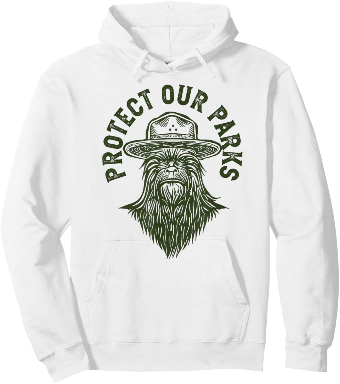 Giant Step Design Co. Protect Our Parks! Sasquatch Park Ranger Funny Bigfoot Hoodie - Hoodie | White