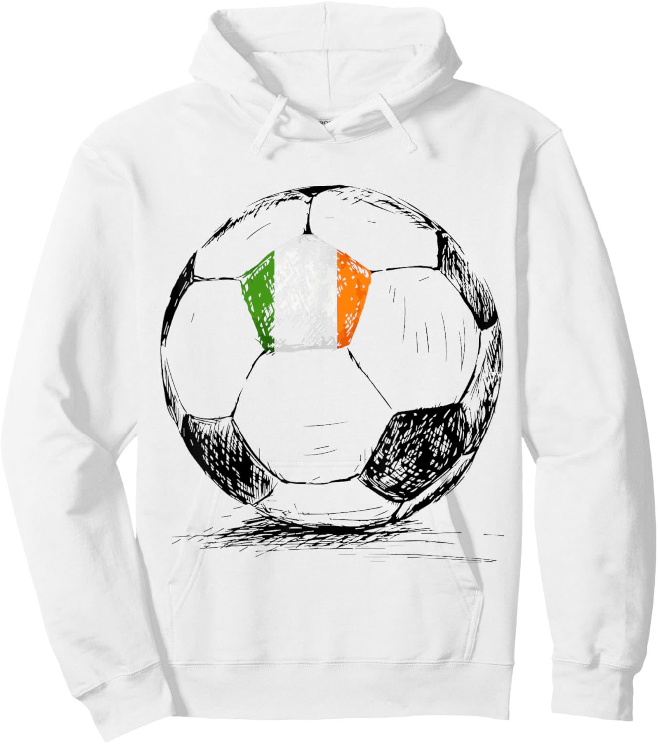 Ireland Irish Eire Flag Design on Soccer Ball Jersey Hoodie - Hoodie | White