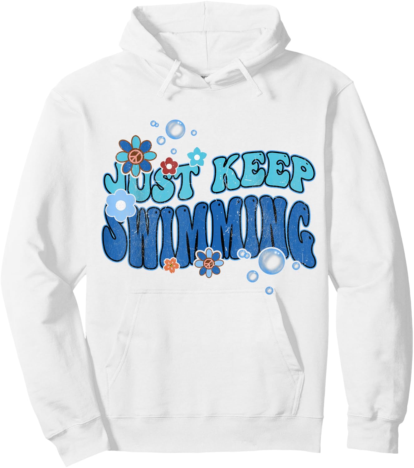 Groovy Summer Swim Lover Just Keep Swimming Hoodie - Hoodie | White