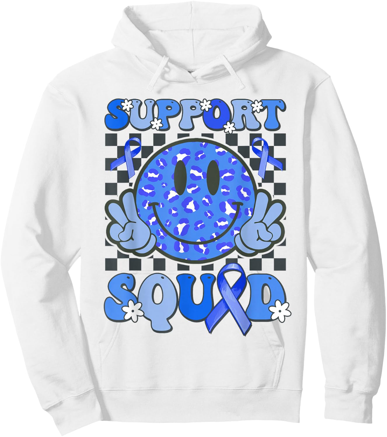 Support Squad Cute Smile Face T1D Type 1 Diabetes Awareness Hoodie - Hoodie | White