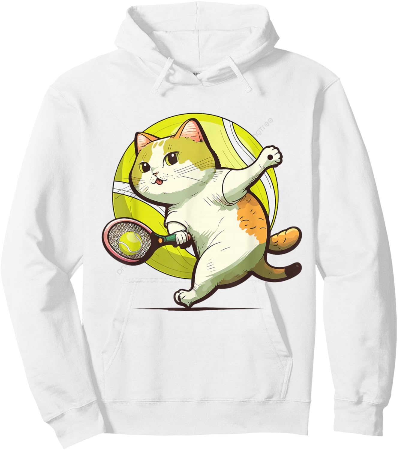 Funny Tennis Racket Cat Playing Tennis Hoodie - Hoodie | White