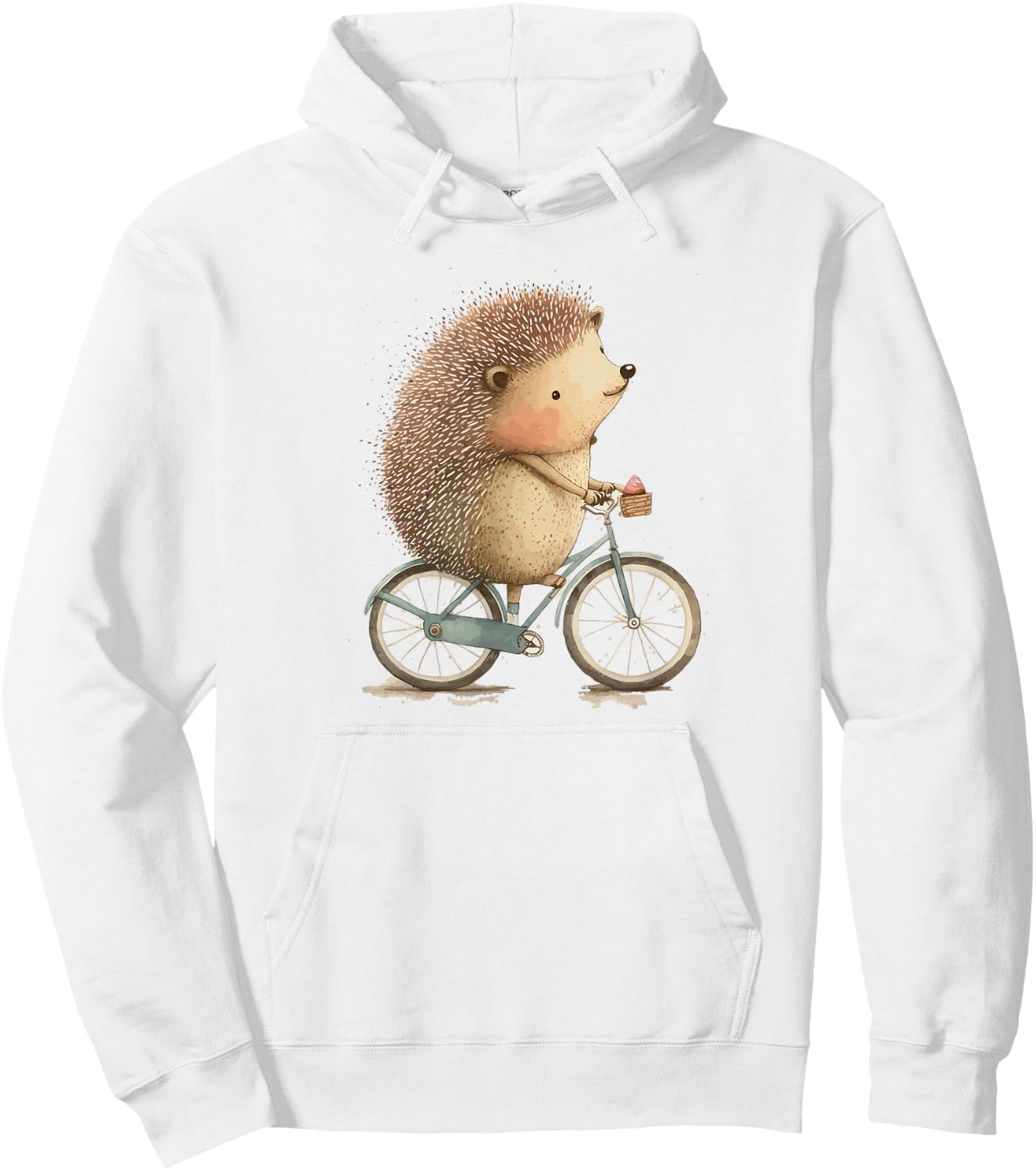Hedgehog Riding a Bike, Cute Little Hedgie on the Bicycle Hoodie - Hoodie | White