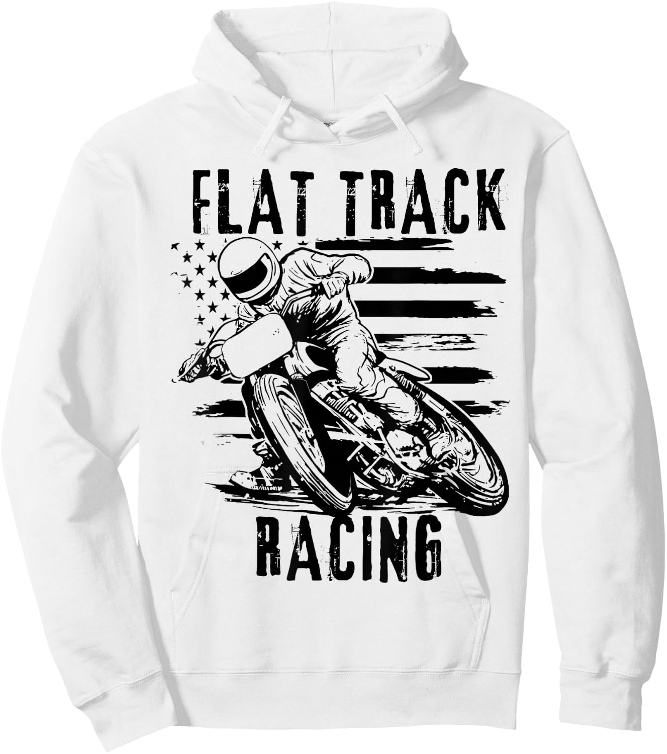 Flat Track Motorcycle Racing American Flag Speedway Dirt Hoodie - Hoodie | White