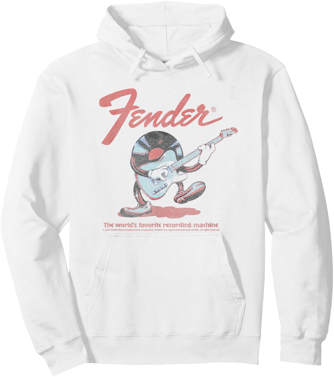 Fender Record Playing Guitar Centered Hoodie - Hoodie | White