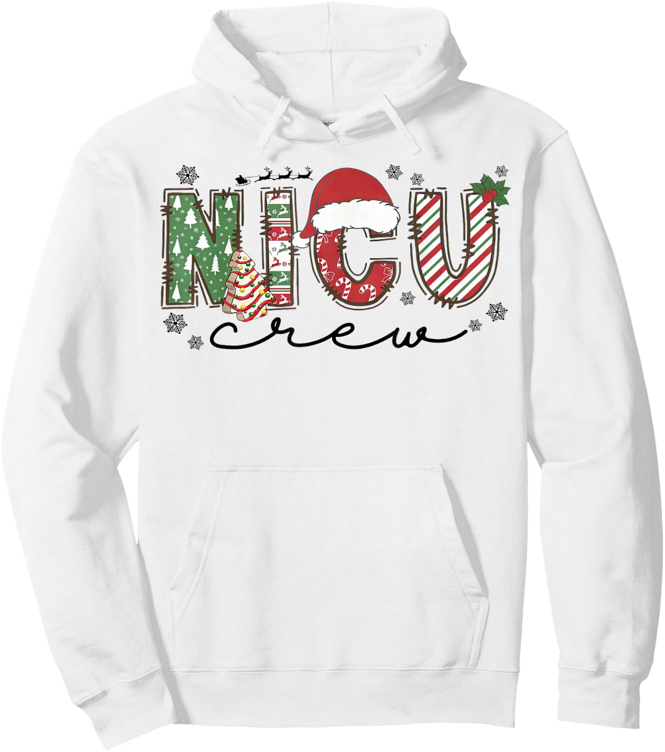 Christmas Nicu Nurse Crew Santa Hat Nursing Xmas Hoodie - Hoodie | White