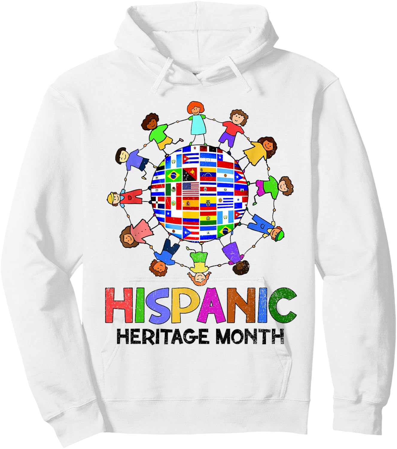 Hispanic Heritage Month Latino Countries Flags Boy Girl Kids Hoodie - Hoodie | White
