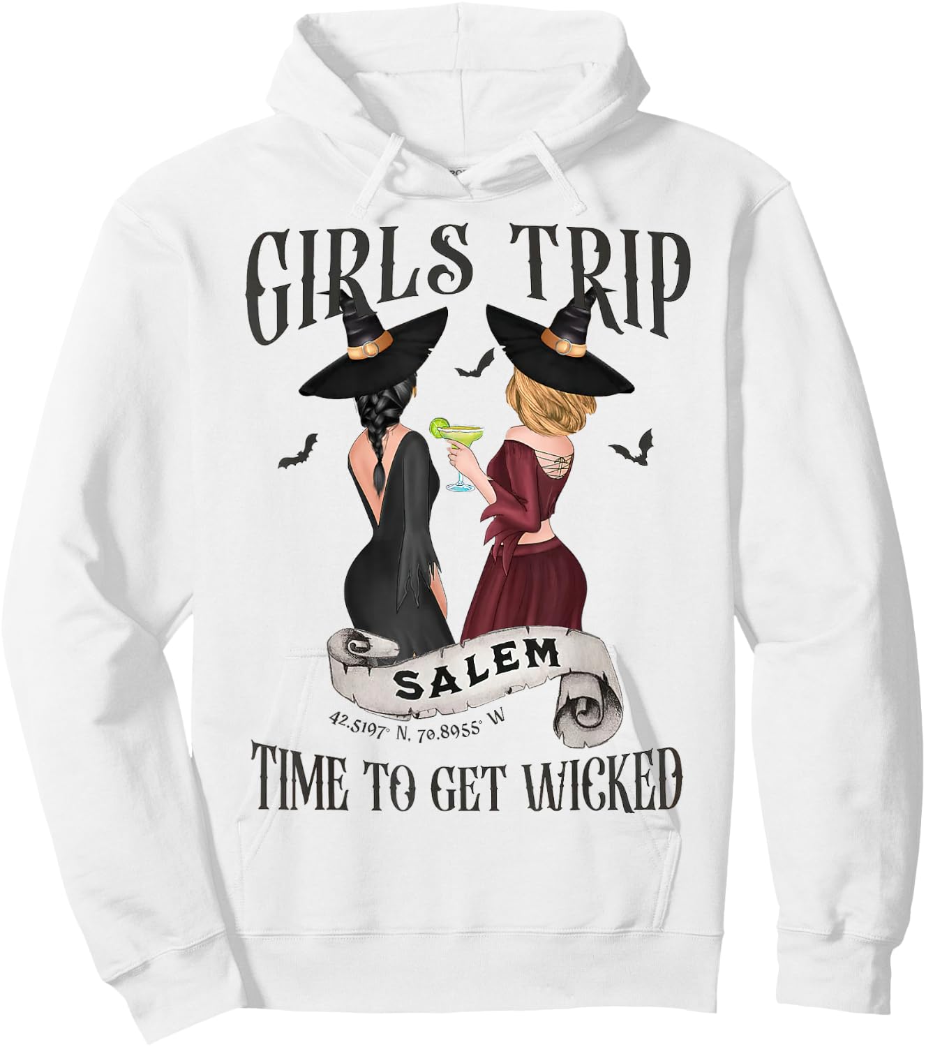 Girls Trip Salem Time To Get Wicked, Salem 1692 Halloween Hoodie - Hoodie | White