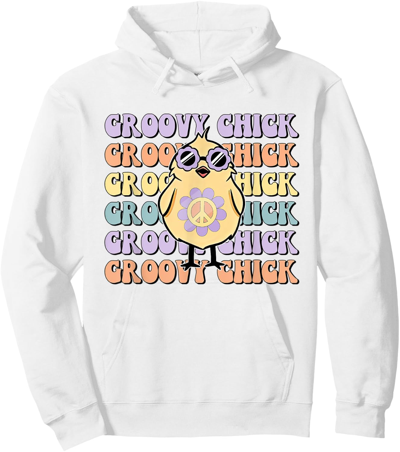 One Groovy Chick Retro Chick Costume Glasses Cute Easter Day Hoodie - Hoodie | White