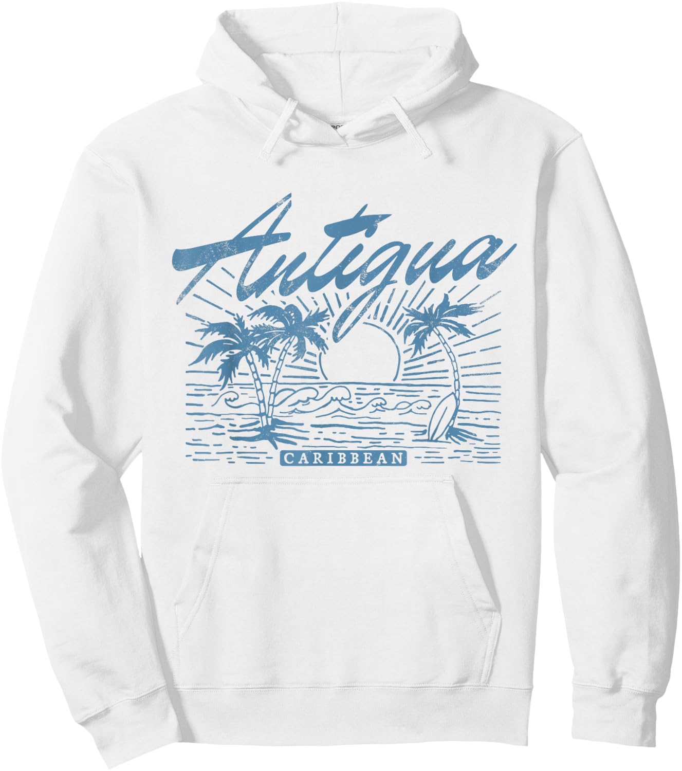 Antigua Caribbean Vintage Distressed Beach Hoodie - Hoodie | White