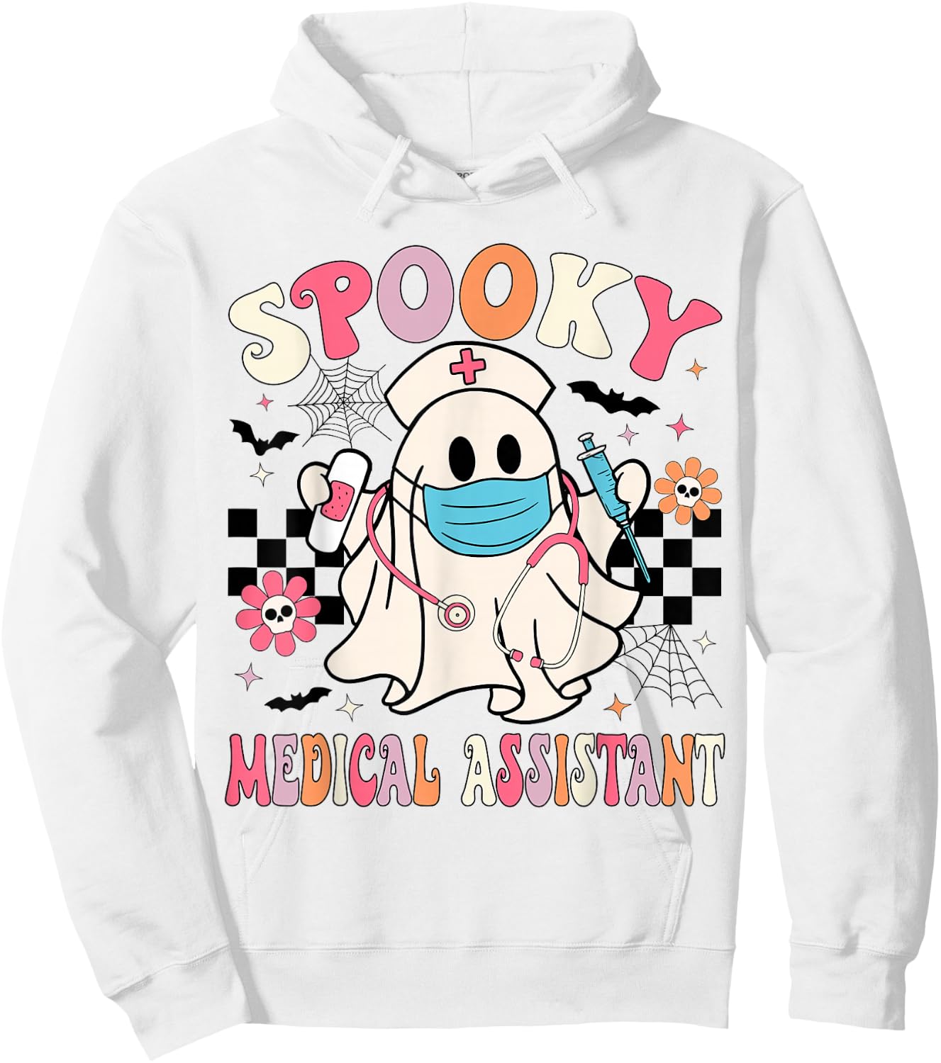 Groovy Spooky Medical Assistant Cute Halloween Med Assistant Hoodie - Hoodie | White