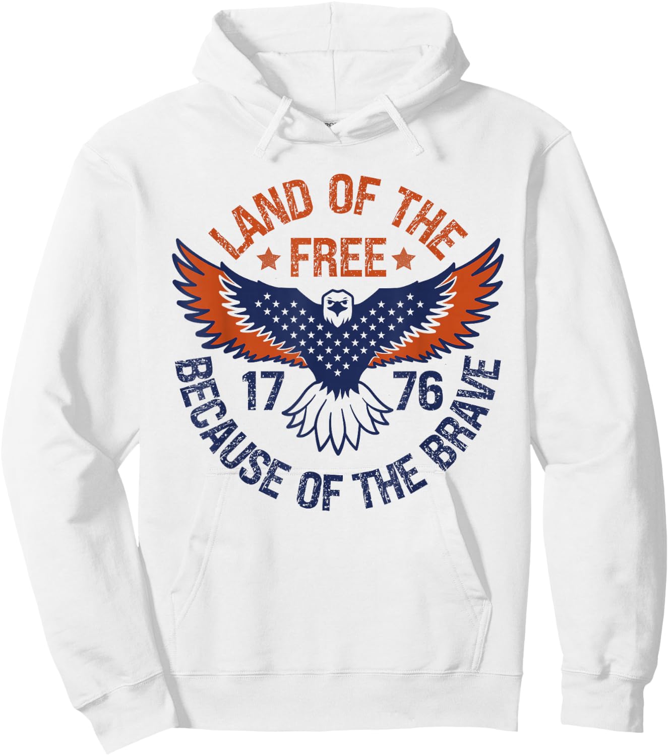 Land of the Free Because of the Brave USA Eagle 4th July Hoodie - Hoodie | White