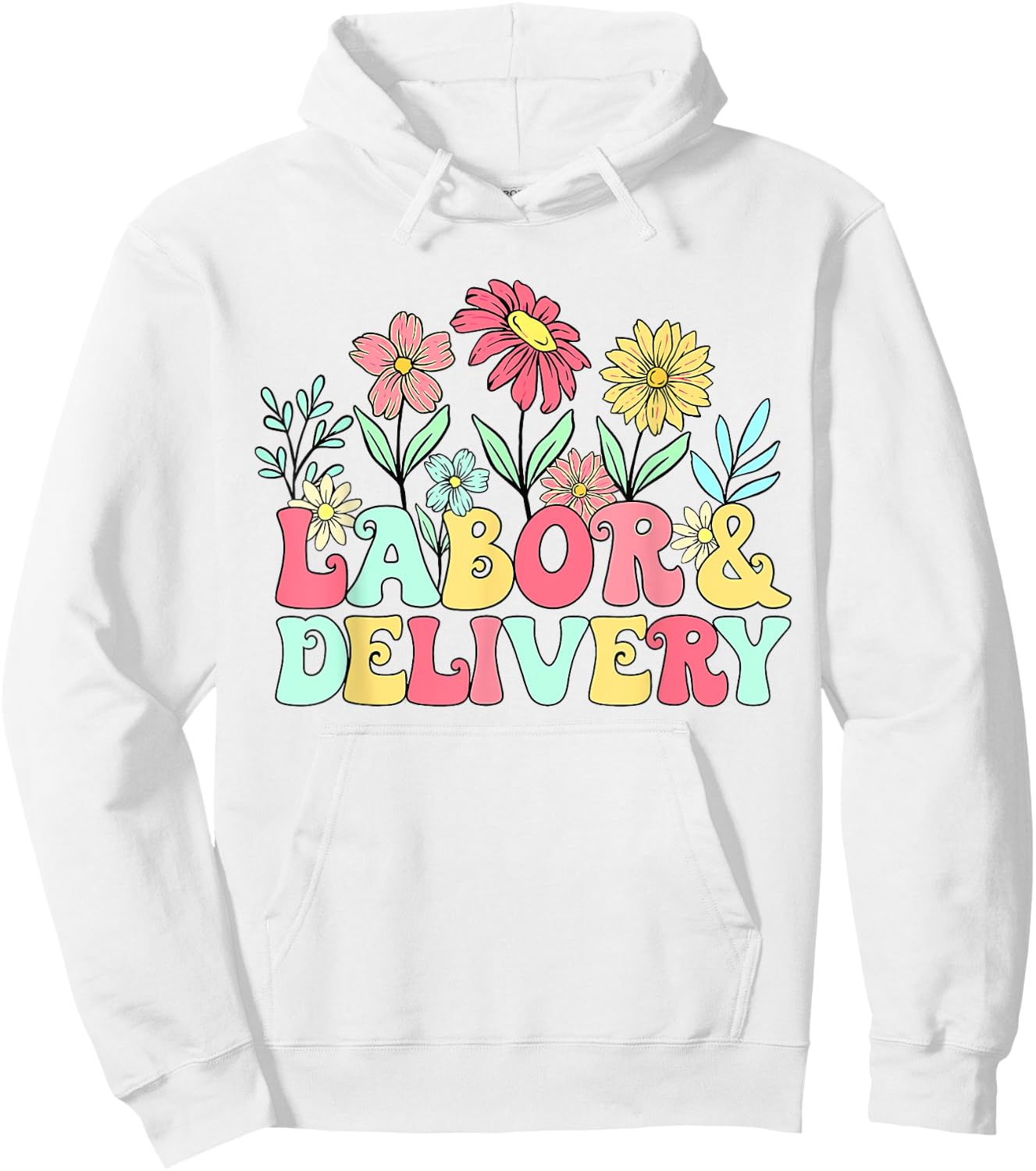 Retro Wildflowers Labor & Delivery Nurse Shirt, L&D Gift Hoodie - Hoodie | White