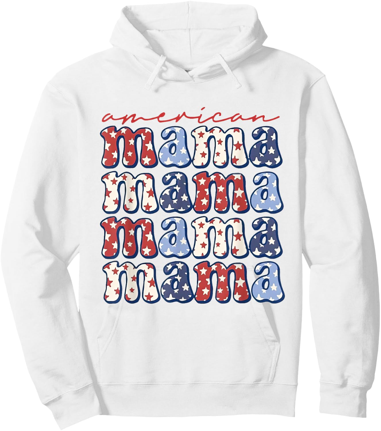 Retro Groovy American Mama 4th Of July Patriotic Mom Women Hoodie - Hoodie | White