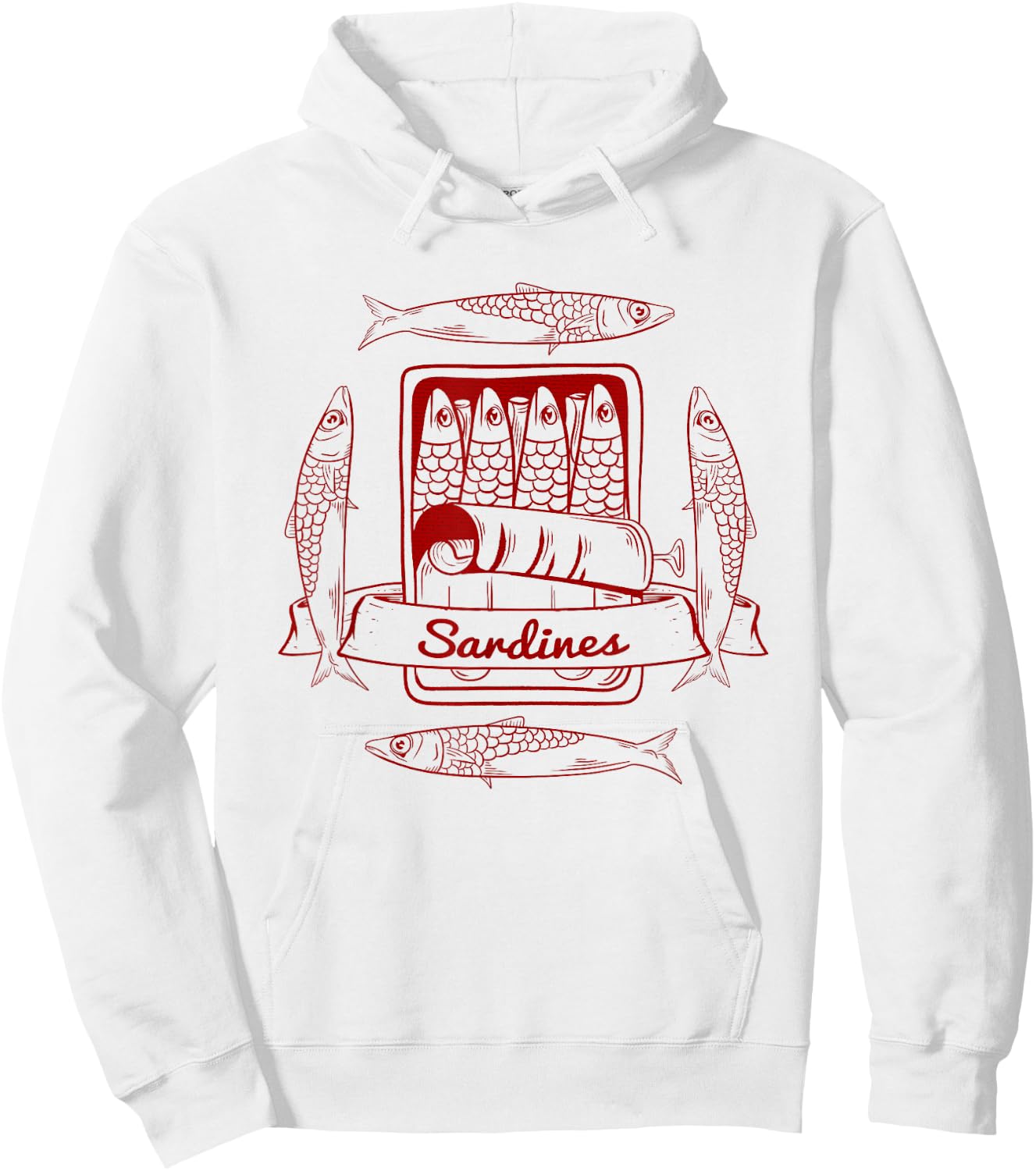 Food Designs by Early Kirky Sardines in a Tin Hoodie - Hoodie | White