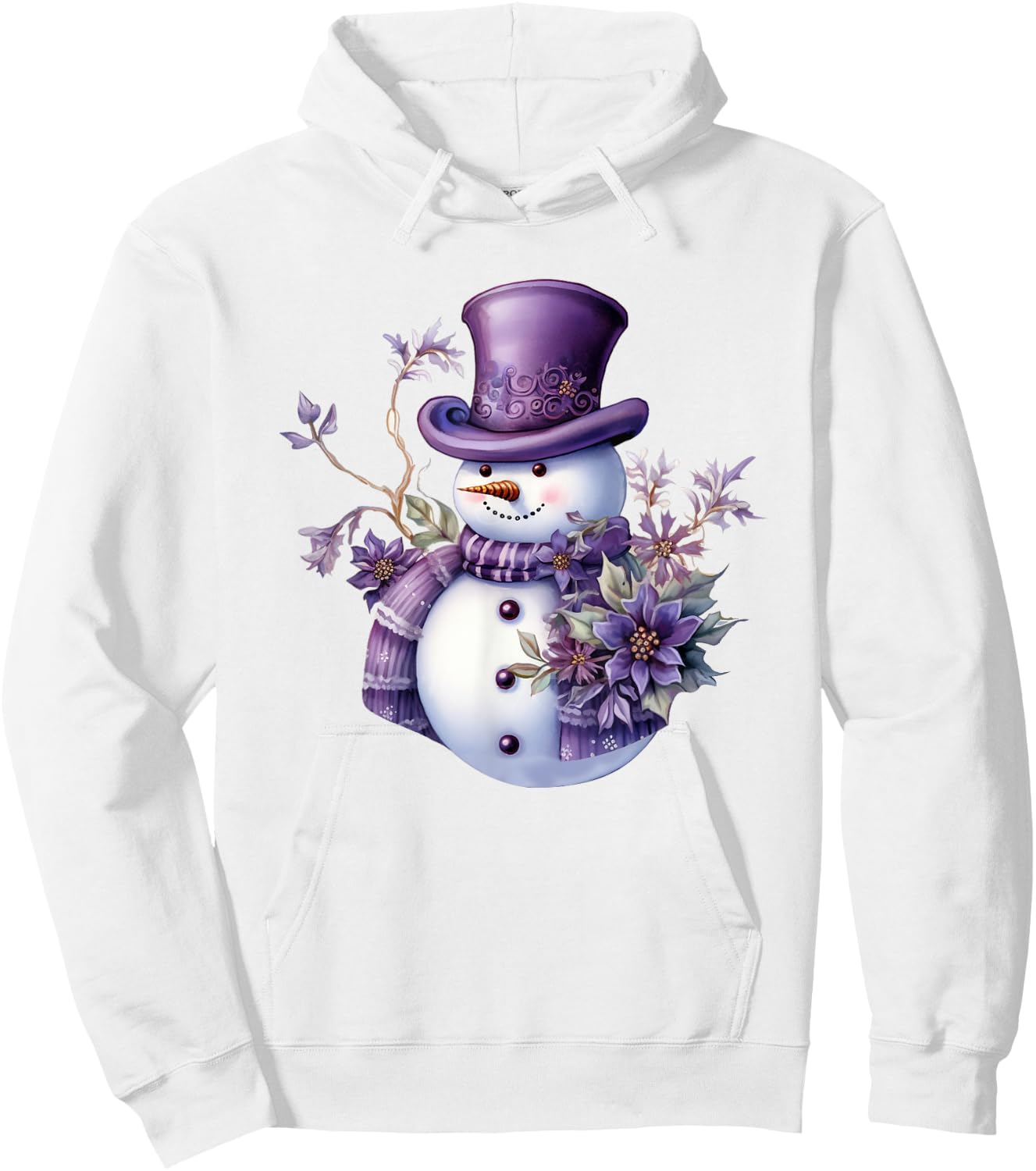 Purple Snowman Funny Cute Snowman Merry Christmas Men Women Hoodie - Hoodie | White