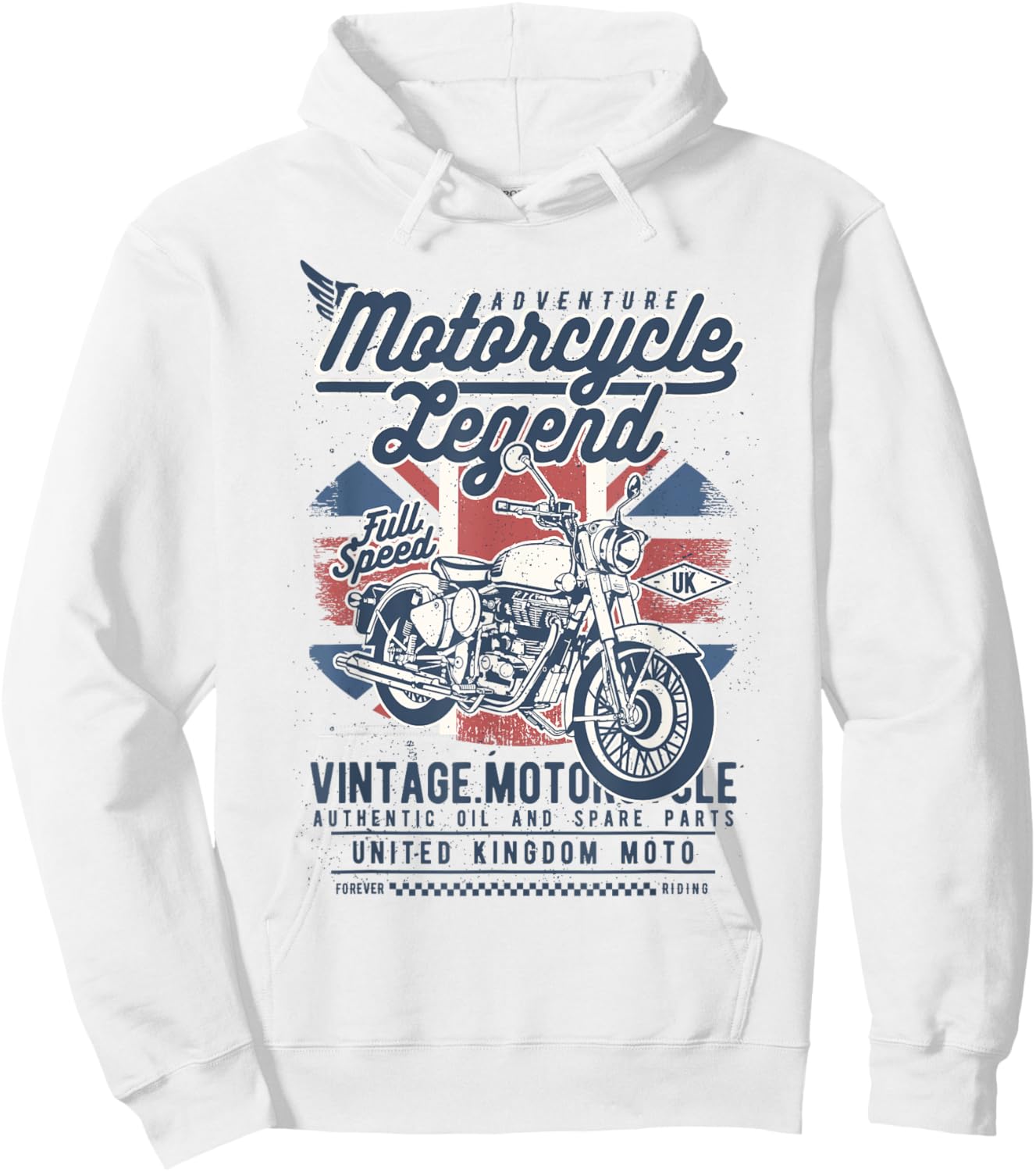 Retro British UK Vintage Style Motorcycle Adventure Design Hoodie - Hoodie | White